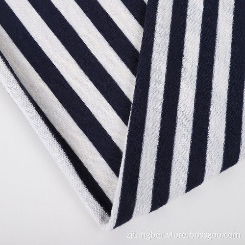 Tissu French Terry Sweat à Capuche Rayé Blanc Noir